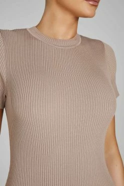 Sonia Short Sleeve Knit Midi Dress - Taupe -Meshki Shop 0278 20230609 meshki new arrivals july1744