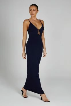 Maia Pointelle Knit Maxi Dress - Navy -Meshki Shop 0337 20230609 meshki new arrivals july1806