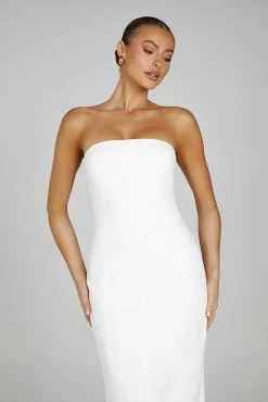Marianne Strapless Crepe Midi Dress - White -Meshki Shop 0378 20230609 meshki new arrivals july1847