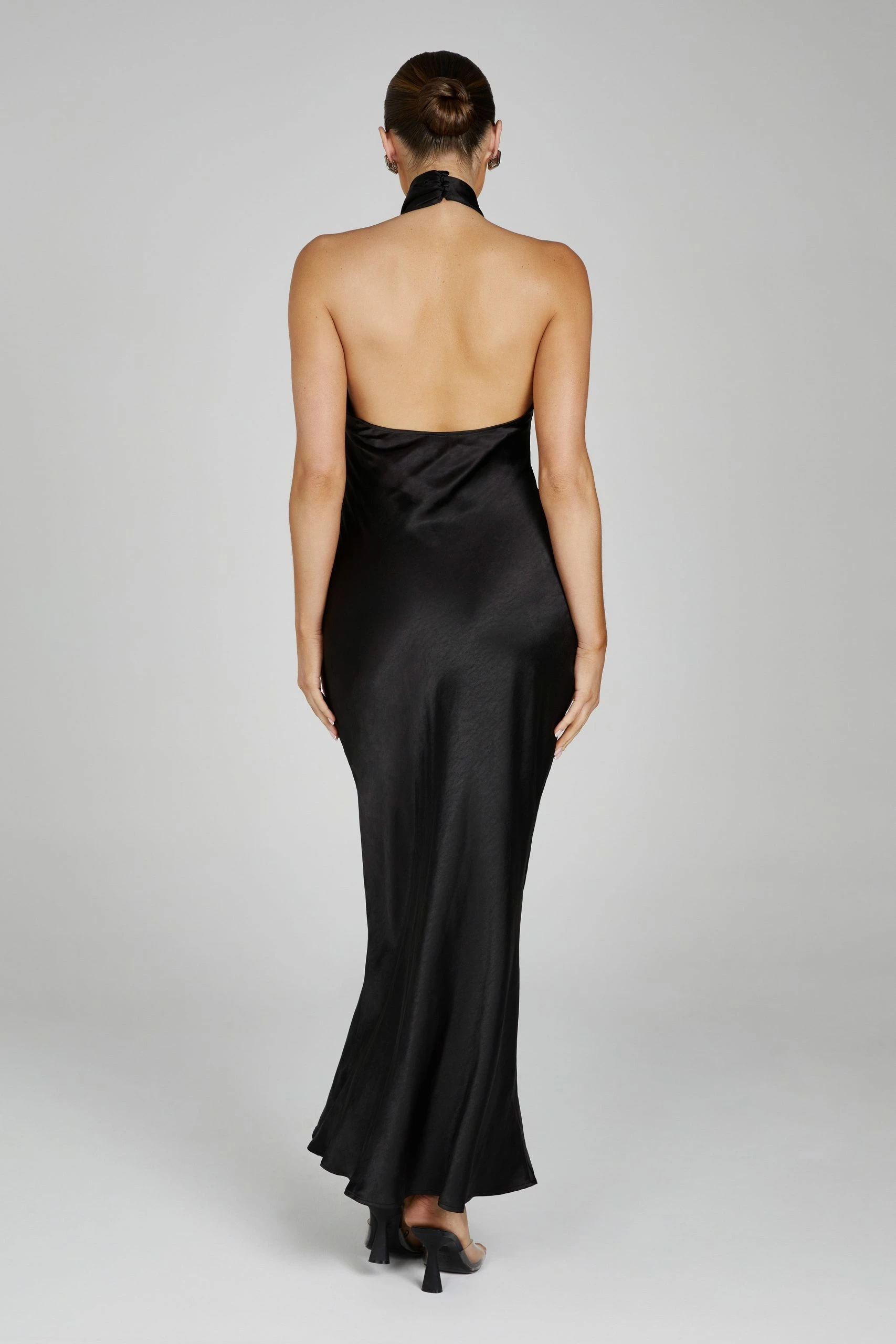 Laura Halter Satin Gown - Black 4 Laura Halter Satin Gown - Black - Image 2