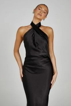 Laura Halter Satin Gown - Black 13 Laura Halter Satin Gown - Black -Meshki Shop 0543 20230609 meshki new arrivals july2012