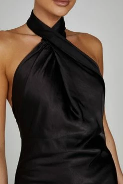 Laura Halter Satin Gown - Black 15 Laura Halter Satin Gown - Black -Meshki Shop 0553 20230609 meshki new arrivals july2022