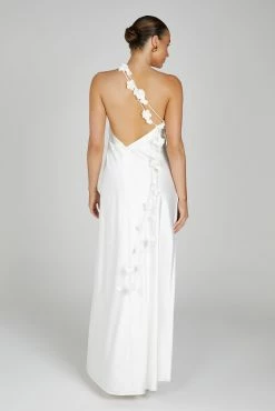 Rebecca One Shoulder Rose Maxi Dress - White -Meshki Shop 0639 20230609 meshki new arrivals july2110