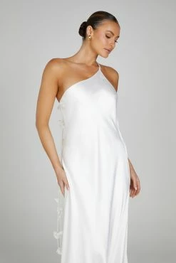 Rebecca One Shoulder Rose Maxi Dress - White -Meshki Shop 0655 20230609 meshki new arrivals july2128