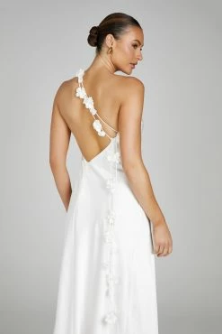 Rebecca One Shoulder Rose Maxi Dress - White -Meshki Shop 0658 20230609 meshki new arrivals july2131