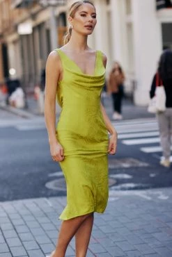 BSD Fallon Cowl Midi Dress - Chartreuse 15 BSD Fallon Cowl Midi Dress - Chartreuse -Meshki Shop 096A8099