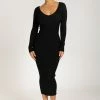 Nina Long Sleeve Knit Midi Dress - Black -Meshki Shop 20 12 15MeshkiEcom 225