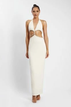 Nicha Diamante Cut Out Maxi Dress - Bone -Meshki Shop 2022 02 02 01 12 31 Meshkiecom27Jan0933