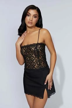 Quincy Lace Mini Dress - Black -Meshki Shop 20220913 meshki eccom bonsoir20418