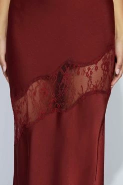 Chandra Lace Detail Satin Maxi Dress - Cherry Chocolate -Meshki Shop 20220913 meshki eccom bonsoir21063