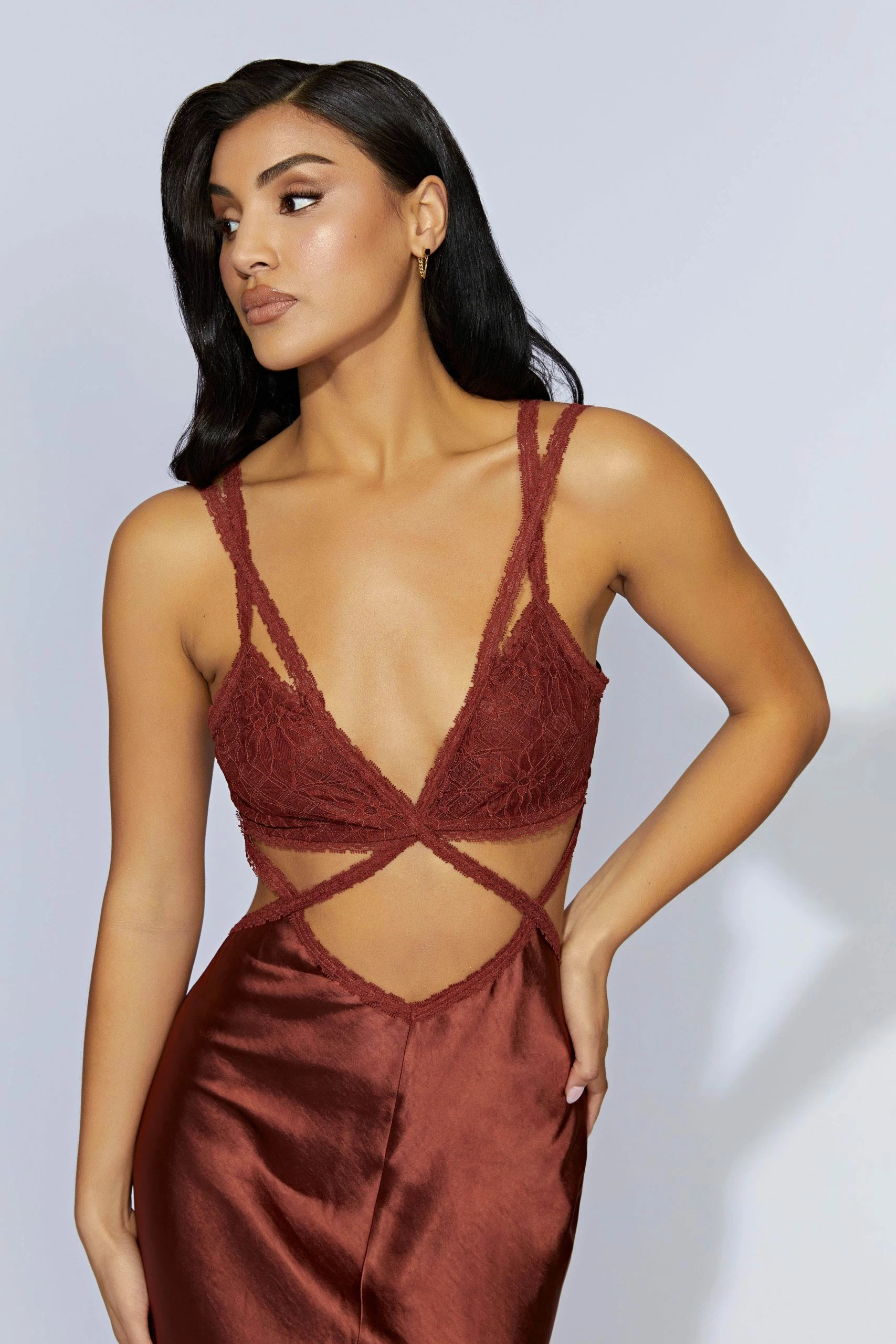 Seraphine Lace Maxi Dress - Cherry Chocolate 7 Seraphine Lace Maxi Dress - Cherry Chocolate - Image 5