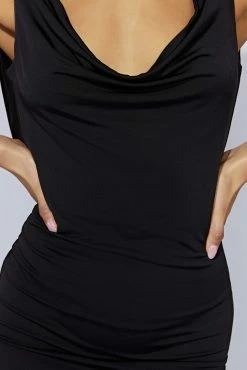 BSD Juliette Cowl Mini Dress - Black -Meshki Shop 20220921 meshki ecomm bonsoir31800