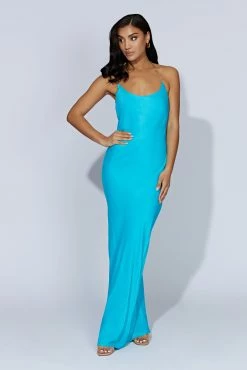 Sylvie Chain Maxi Dress - Aquamarine -Meshki Shop 20220921 meshki ecomm bonsoir31993