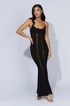 BSD Dominique Panelled Maxi Dress - Black
