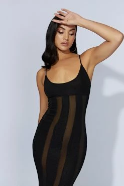 BSD Dominique Panelled Maxi Dress - Black -Meshki Shop 20220921 meshki ecomm bonsoir32359