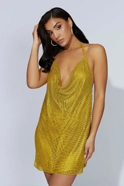 BSD Siya Halter Glomesh Mini Dress - Chartreuse -Meshki Shop 20220921 meshki ecomm bonsoir32596