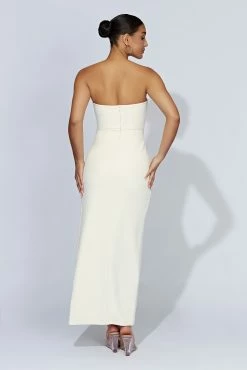 Rachel Maxi Split Front Dress - Bone -Meshki Shop 20221004 meshki ecomm core1534