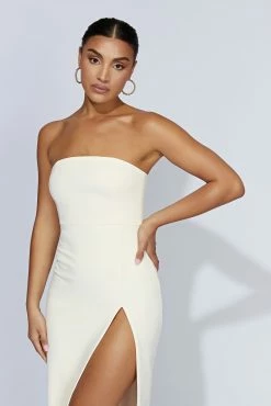 Rachel Maxi Split Front Dress - Bone -Meshki Shop 20221004 meshki ecomm core1546