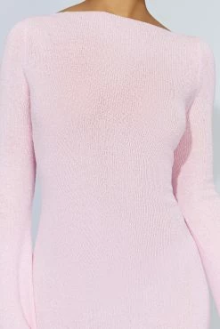 Zahra Long Sleeve Open Back Mini Knit Dress - Blush Pink -Meshki Shop 20221004 meshki ecomm core1640