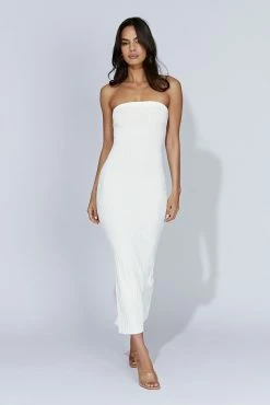 Imani Strapless Knit Maxi Dress - White 11 Imani Strapless Knit Maxi Dress - White -Meshki Shop 20221010 meshki ecomm knit2621