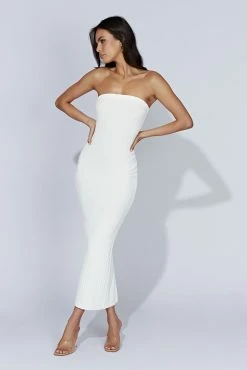 Imani Strapless Knit Maxi Dress - White