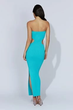 Kori Knit Bandeau Maxi Dress - Aquamarine -Meshki Shop 20221010 meshki ecomm knit3173