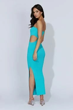 Kori Knit Bandeau Maxi Dress - Aquamarine