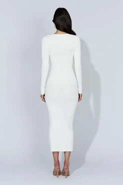 Rowen Long Sleeve Midi Dress - White -Meshki Shop 20221010 meshki ecomm knit3231