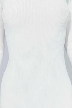 Rowen Long Sleeve Midi Dress - White -Meshki Shop 20221010 meshki ecomm knit3240