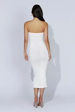 Friya Strapless Tape Yarn Midi Dress - White -Meshki Shop 20221010 meshki ecomm knit3474
