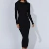 Rowen Long Sleeve Midi Dress - Black -Meshki Shop 20221010 meshki ecomm knit3482