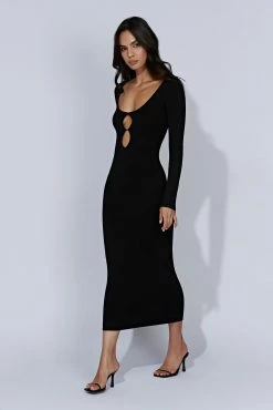 Alma Long Sleeve Knit Midi Dress - Black 13 Alma Long Sleeve Knit Midi Dress - Black -Meshki Shop 20221010 meshki ecomm knit4071