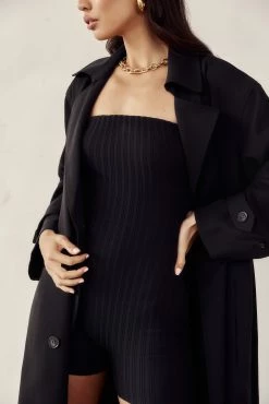 Ginny Strapless Knitted Playsuit - Black -Meshki Shop 20221012 Meshki knit content4243