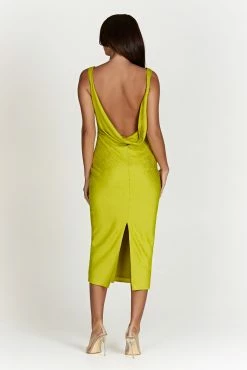 BSD Fallon Cowl Midi Dress - Chartreuse 12 BSD Fallon Cowl Midi Dress - Chartreuse -Meshki Shop 20221024 meshki ecomm thatshot 027262