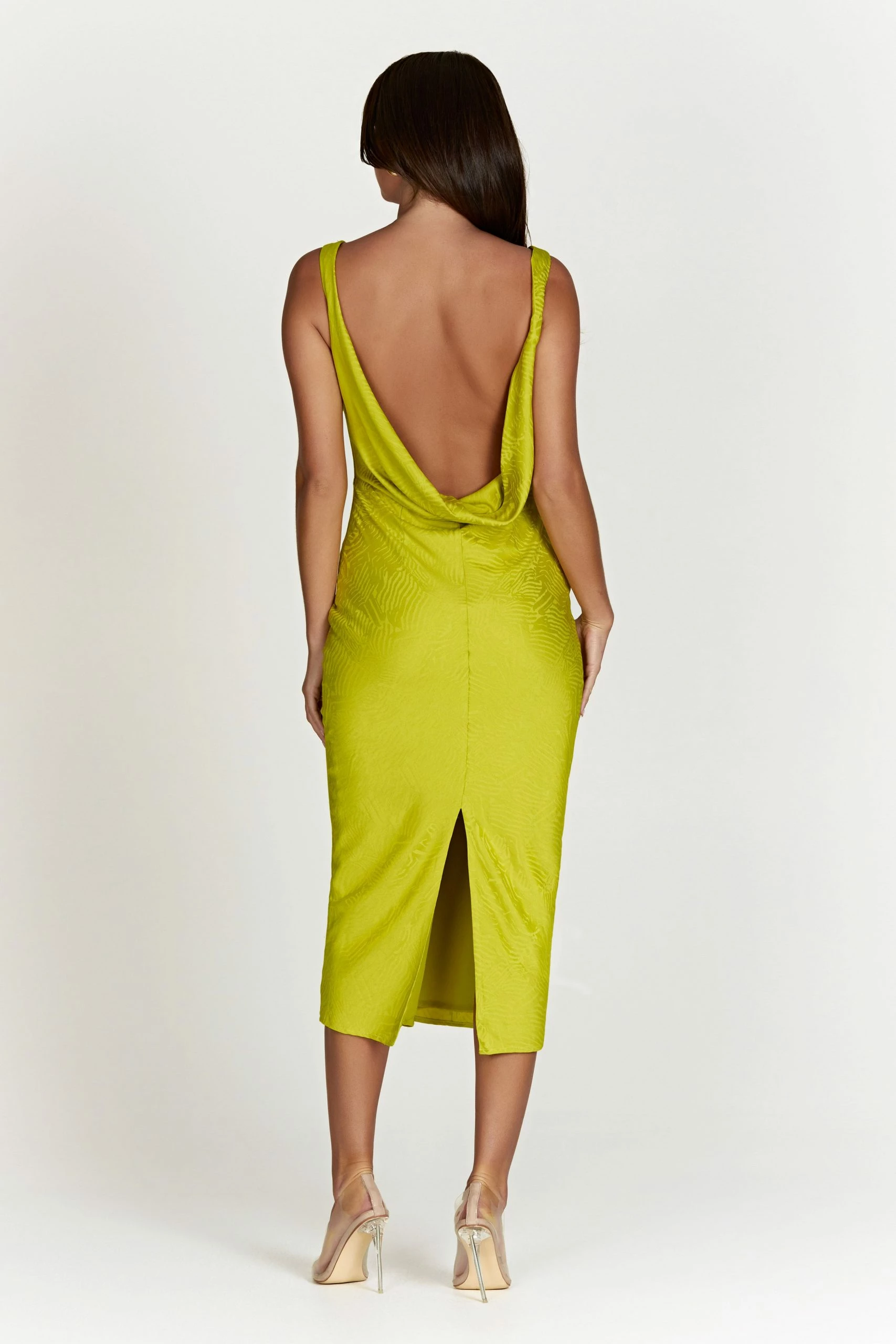 BSD Fallon Cowl Midi Dress - Chartreuse 5 BSD Fallon Cowl Midi Dress - Chartreuse - Image 3
