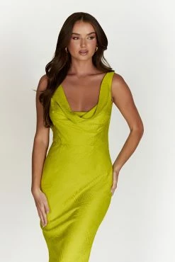 BSD Fallon Cowl Midi Dress - Chartreuse 14 BSD Fallon Cowl Midi Dress - Chartreuse -Meshki Shop 20221024 meshki ecomm thatshot 027274