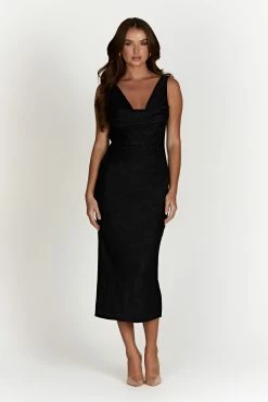 BSD Fallon Cowl Midi Dress - Black