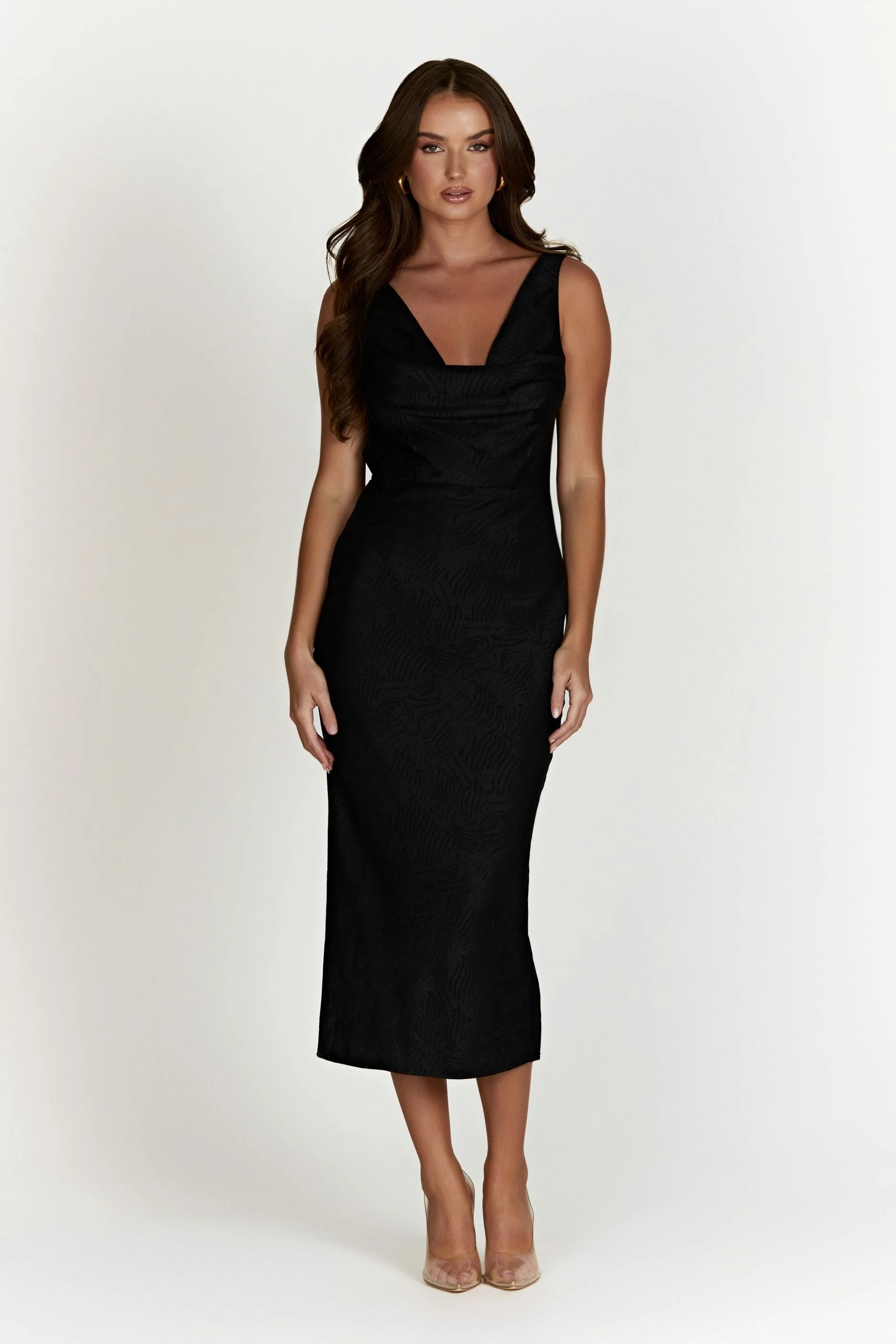 BSD Fallon Cowl Midi Dress - Black 3 BSD Fallon Cowl Midi Dress - Black
