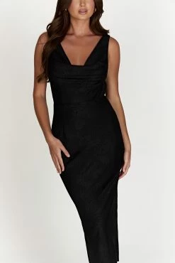 BSD Fallon Cowl Midi Dress - Black 12 BSD Fallon Cowl Midi Dress - Black -Meshki Shop 20221024 meshki ecomm thatshot 027337