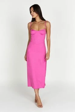 BSD Maggie Corset Midi Dress - Rose Pink -Meshki Shop 20221026 meshki ecomm thatshot 039391