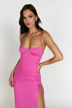 BSD Maggie Corset Midi Dress - Rose Pink -Meshki Shop 20221026 meshki ecomm thatshot 039432