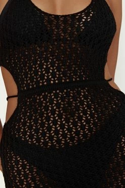 Sky Malia Cut Out Crochet Maxi Dress - Black -Meshki Shop 20221109 meshki ecomm swim11951