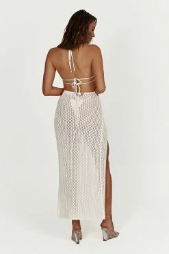 Sky Malia Cut Out Crochet Maxi Dress - Cream -Meshki Shop 20221109 meshki ecomm swim12870