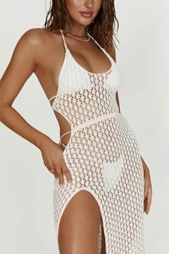 Sky Malia Cut Out Crochet Maxi Dress - Cream -Meshki Shop 20221109 meshki ecomm swim12884