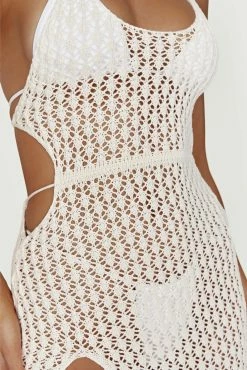 Sky Malia Cut Out Crochet Maxi Dress - Cream -Meshki Shop 20221109 meshki ecomm swim12893
