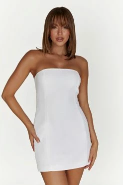 Maci Linen Mini Dress - White -Meshki Shop 20221115 meshki ecomm reflections14223