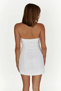 Maci Linen Mini Dress - White -Meshki Shop 20221115 meshki ecomm reflections14247