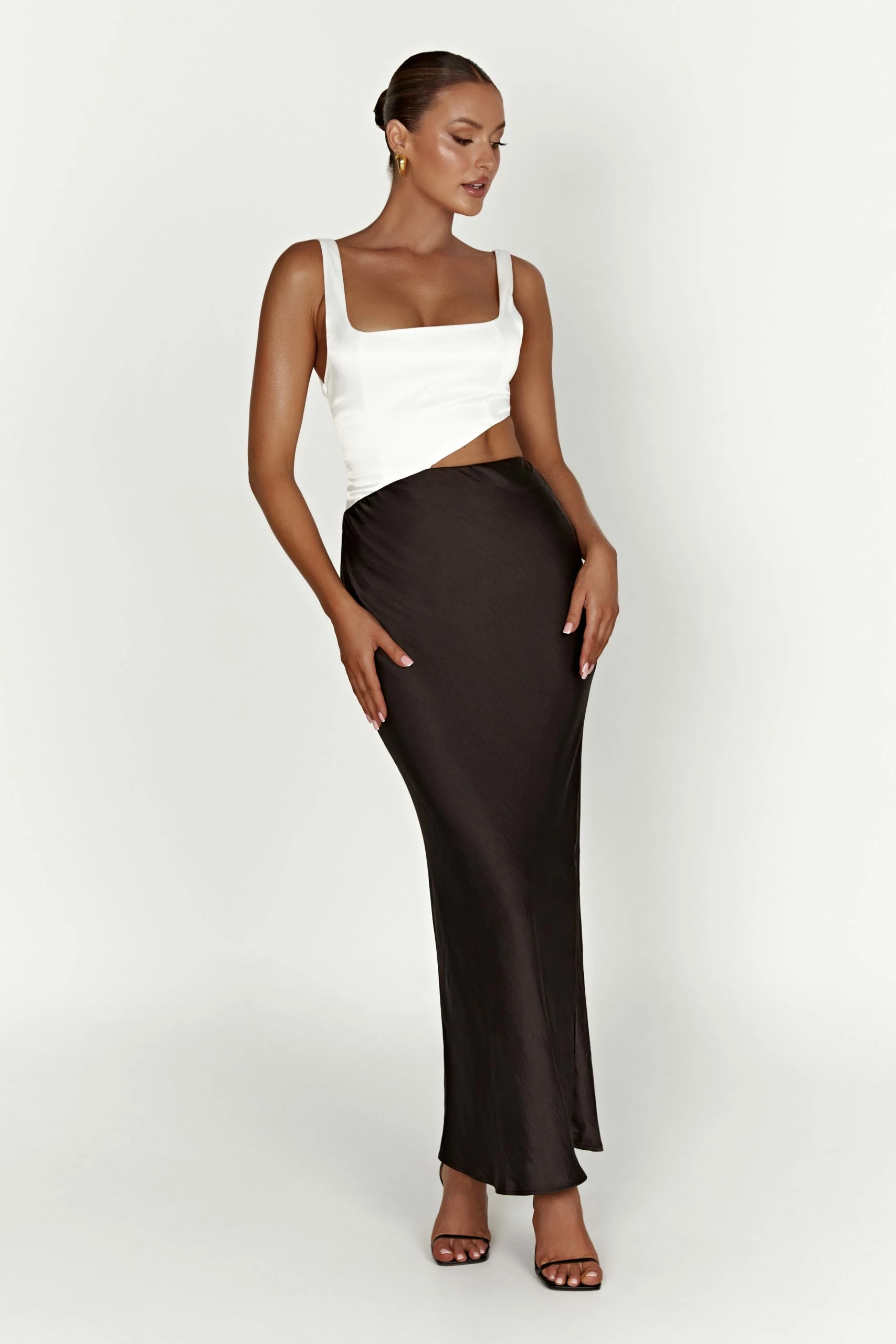 Gianna Two Tone Slashed Maxi Dress - Black 3 Gianna Two Tone Slashed Maxi Dress - Black