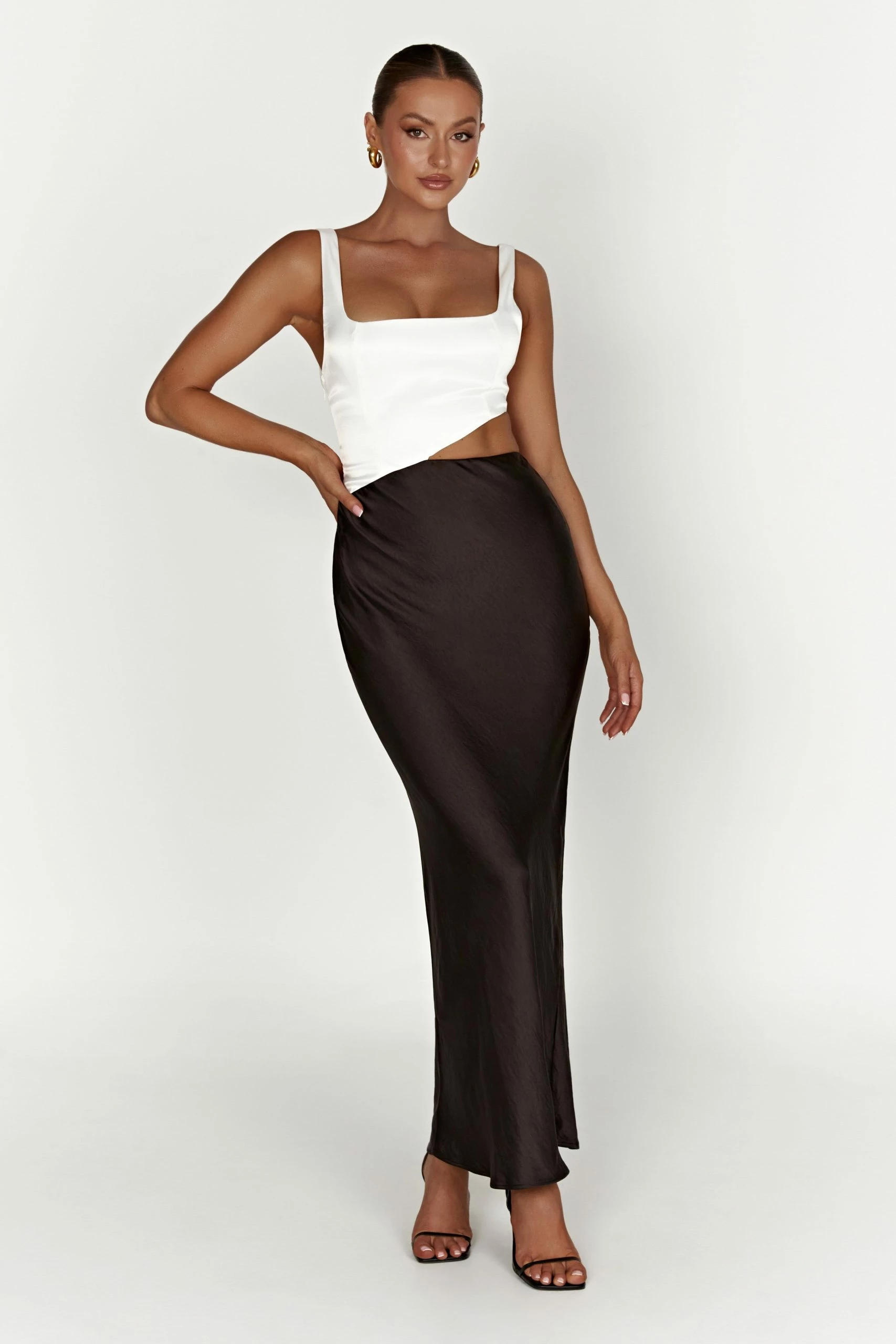 Gianna Two Tone Slashed Maxi Dress - Black 10 Gianna Two Tone Slashed Maxi Dress - Black - Image 8