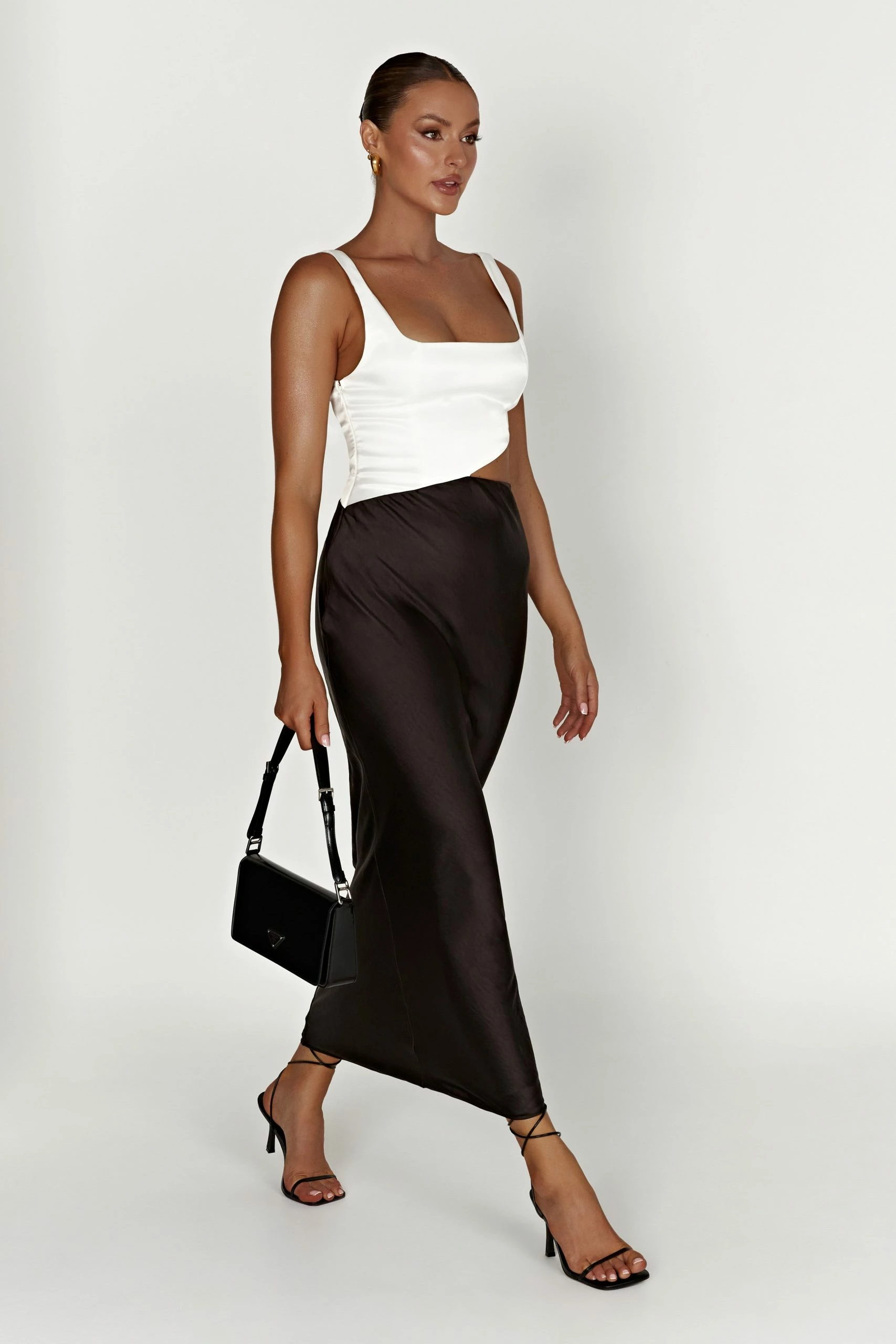 Gianna Two Tone Slashed Maxi Dress - Black 8 Gianna Two Tone Slashed Maxi Dress - Black - Image 6